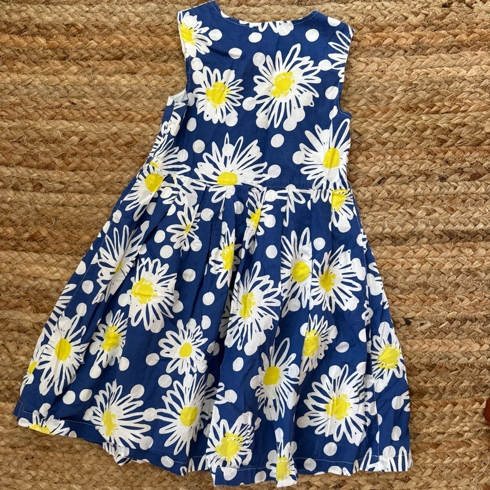 John Lewis Girls size 7 Blue & White Floral Sleeveless Cotton Dress - Picture 5 of 5